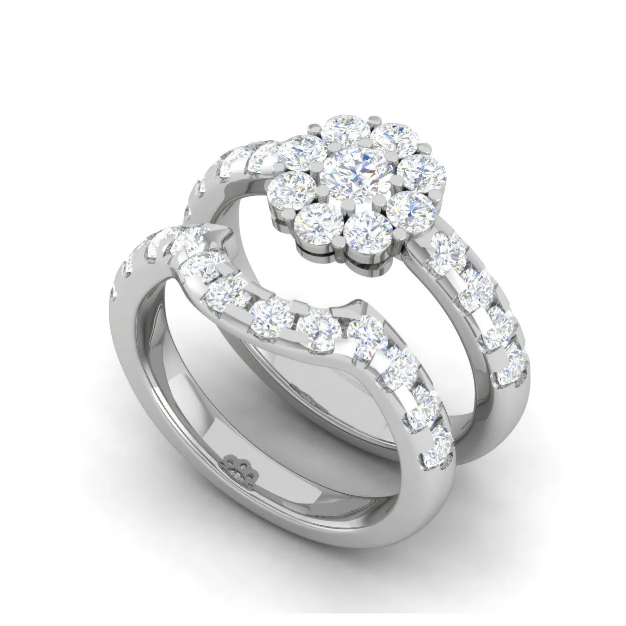 0.25 cts Halo Solitaire Diamond Split Shank Platinum Ring JL PT RV RD 157