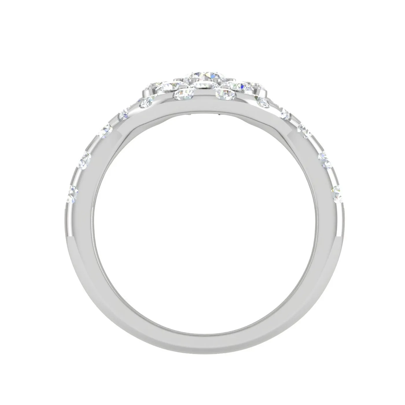 0.25 cts Halo Solitaire Diamond Split Shank Platinum Ring JL PT RV RD 157