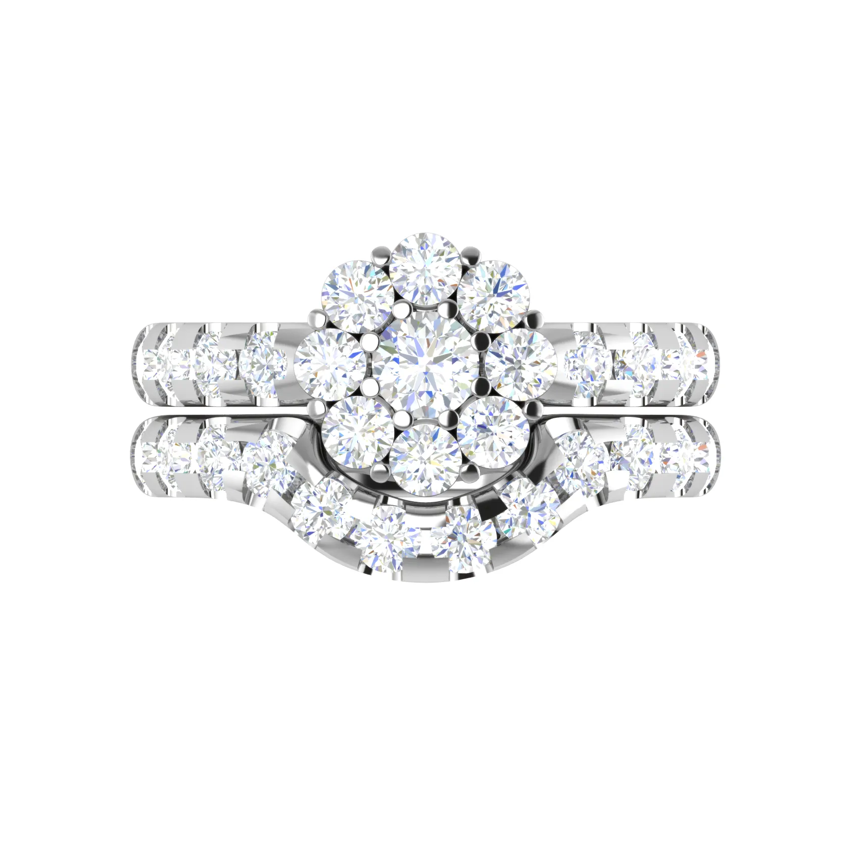 0.25 cts Halo Solitaire Diamond Split Shank Platinum Ring JL PT RV RD 157