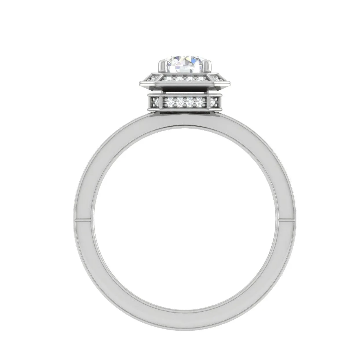 0.25 cts Solitaire Double Halo Diamond Shank Platinum Ring for Women JL PT RV RD 136
