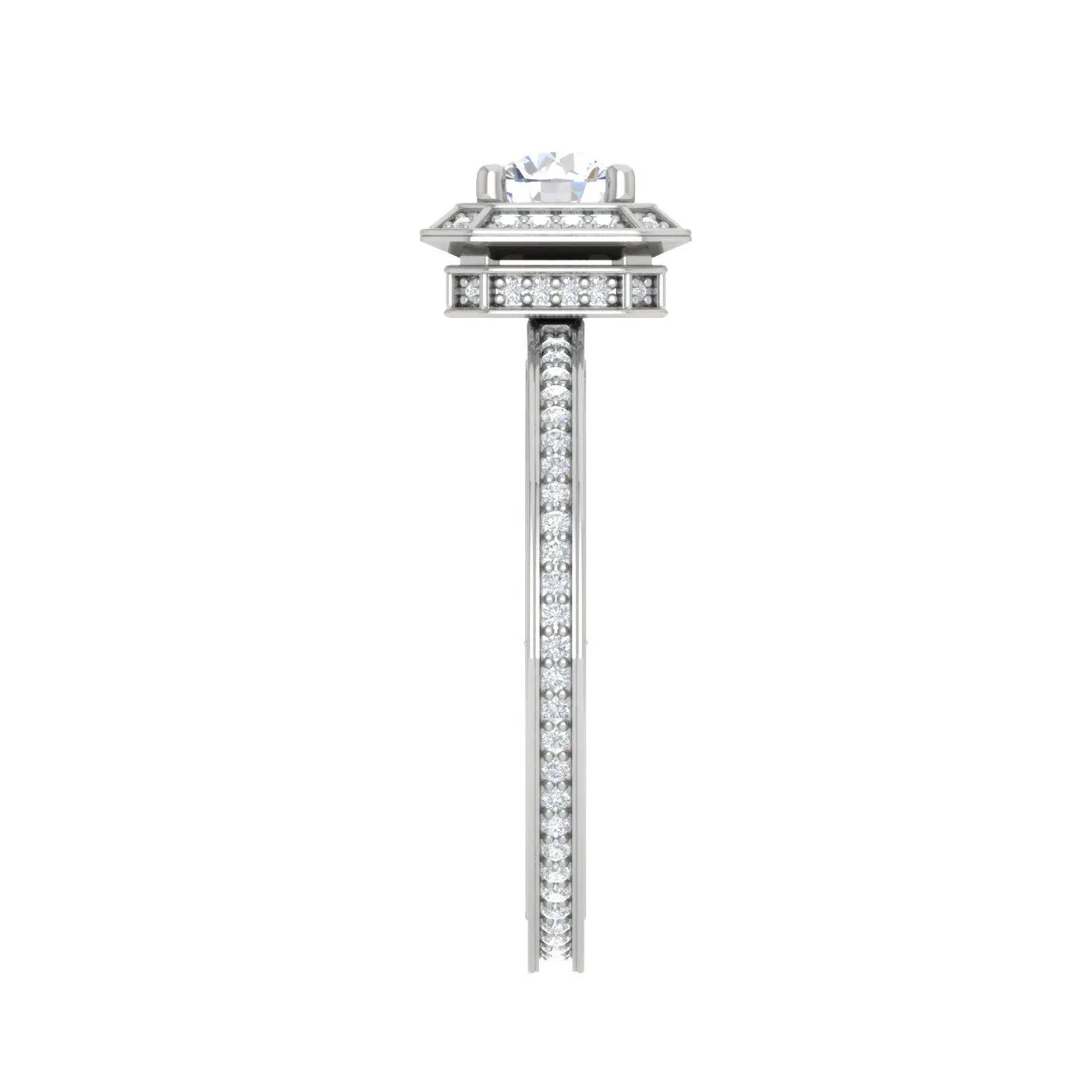 0.25 cts Solitaire Double Halo Diamond Shank Platinum Ring for Women JL PT RV RD 136