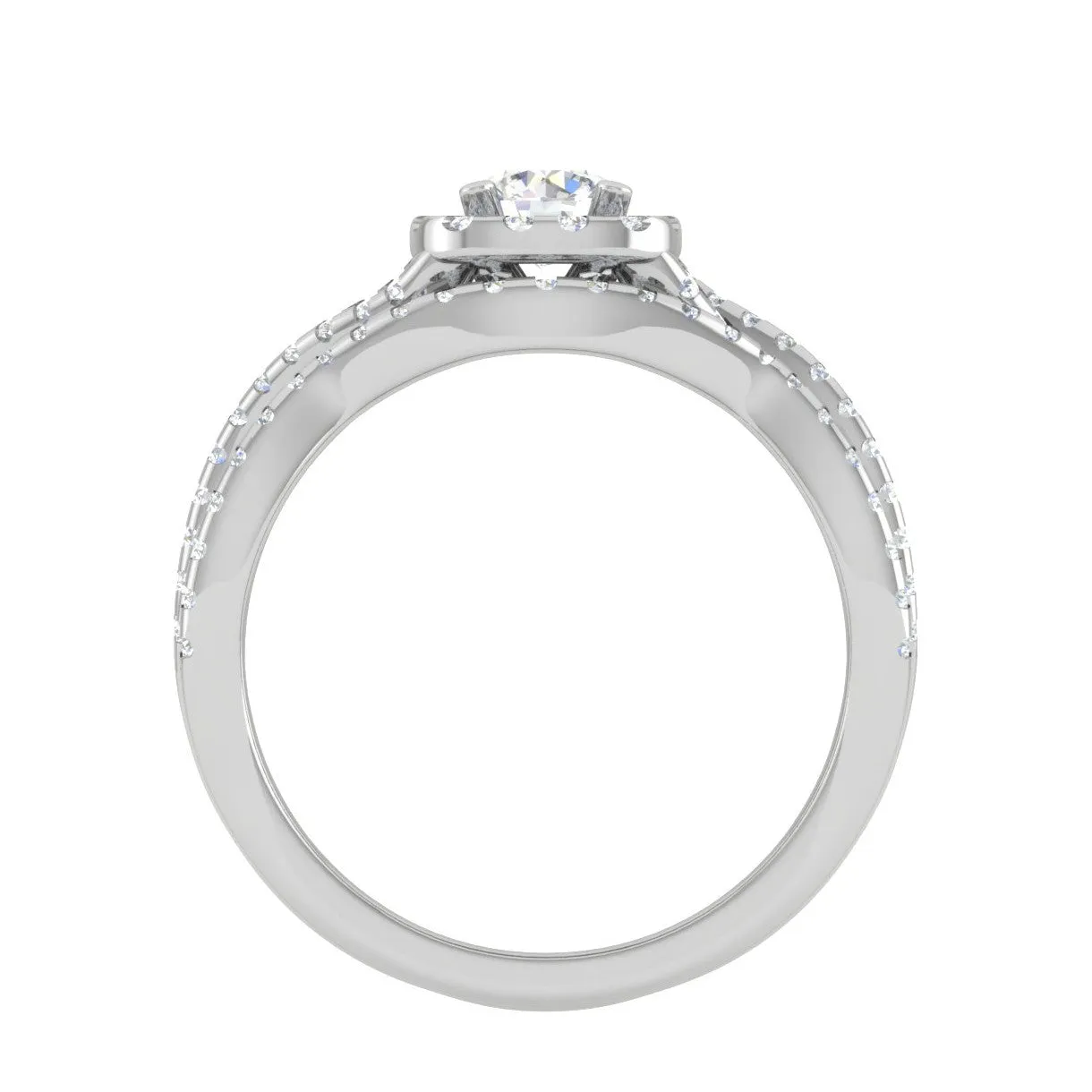 0.25 cts Solitaire Halo Diamond Twisted Shank Platinum Ring for Women JL PT RV RD 143