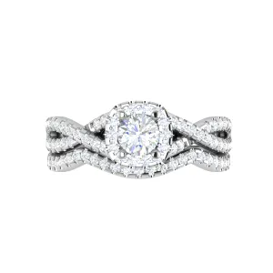 0.25 cts Solitaire Halo Diamond Twisted Shank Platinum Ring for Women JL PT RV RD 143