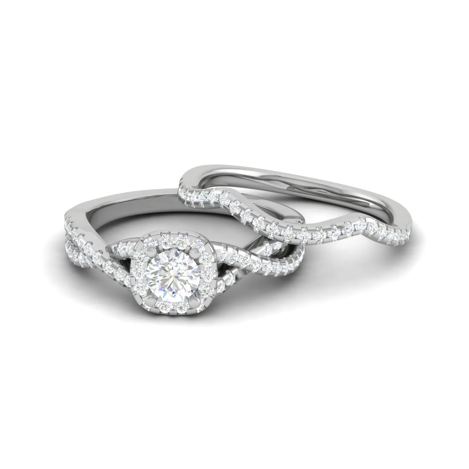 0.25 cts Solitaire Halo Diamond Twisted Shank Platinum Ring for Women JL PT RV RD 143