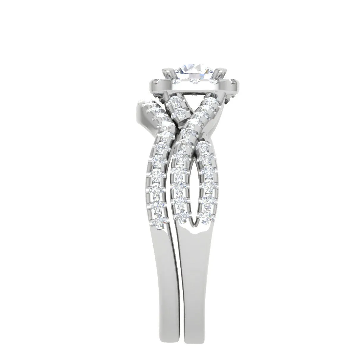 0.25 cts Solitaire Halo Diamond Twisted Shank Platinum Ring for Women JL PT RV RD 143