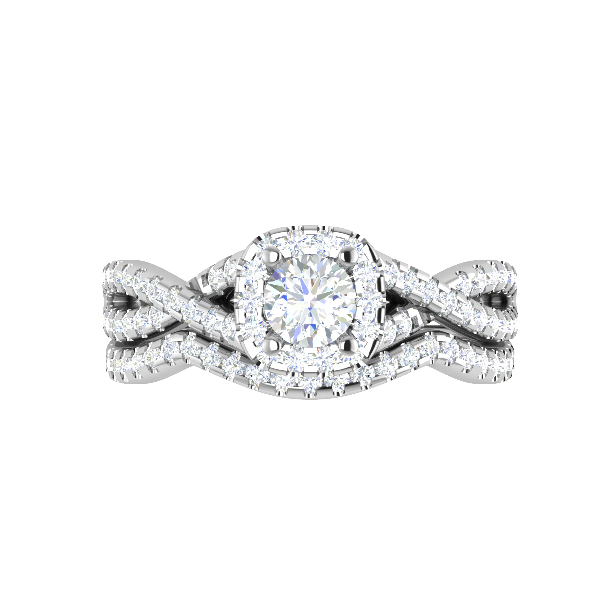 0.25 cts Solitaire Halo Diamond Twisted Shank Platinum Ring for Women JL PT RV RD 143