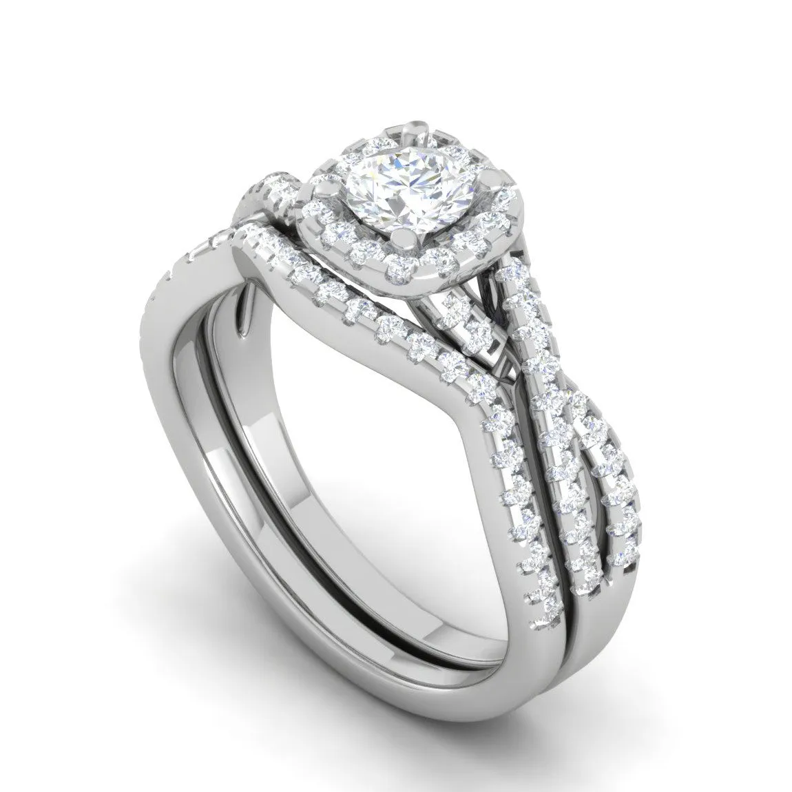 0.25 cts Solitaire Halo Diamond Twisted Shank Platinum Ring for Women JL PT RV RD 143