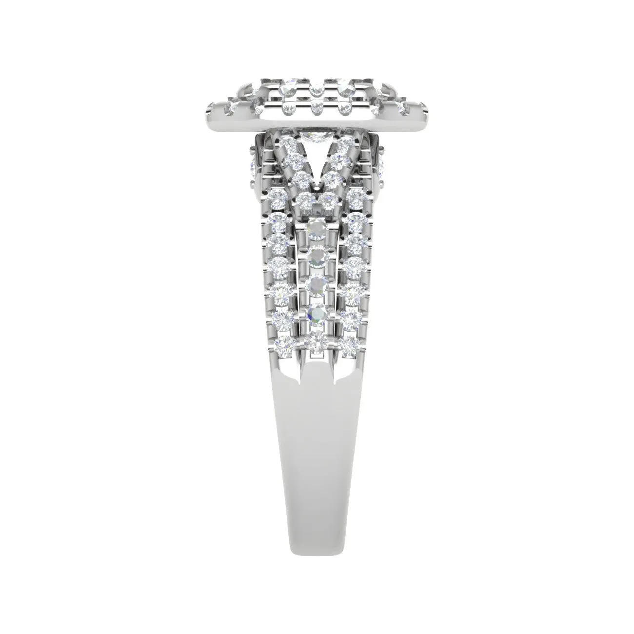 0.30 cts. Princess Cut Diamond Double Halo Split Shank Platinum Solitaire Engagement Ring JL PT WB6001E