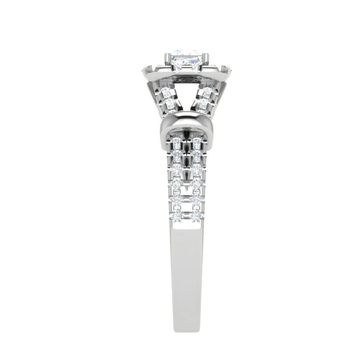 0.30 cts. Princess Cut Diamond Halo Split Shank Platinum Solitaire Engagement Ring JL PT WB5993E