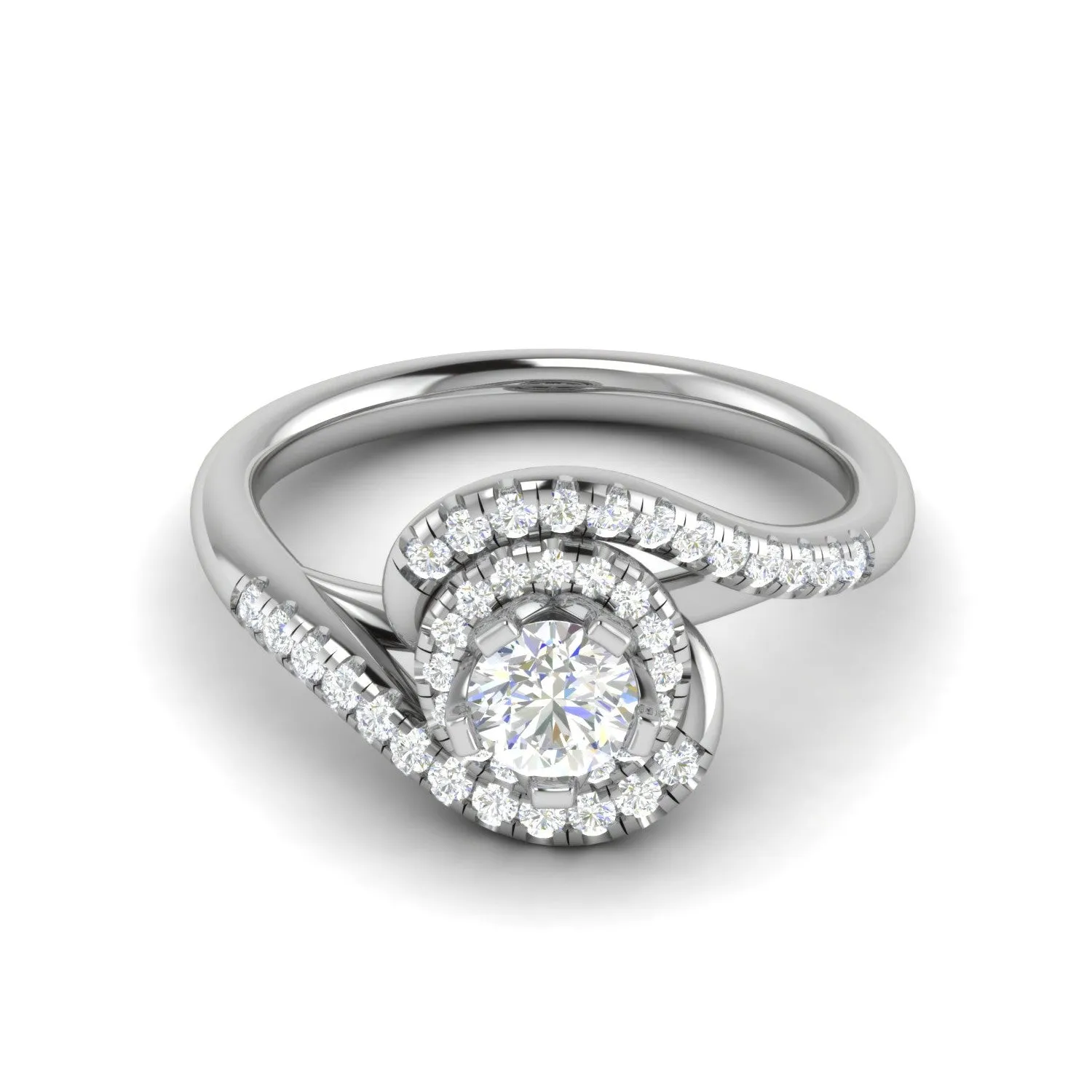 0.30 cts Solitaire Double Halo Diamond Shank Platinum Ring JL PT RP RD 122