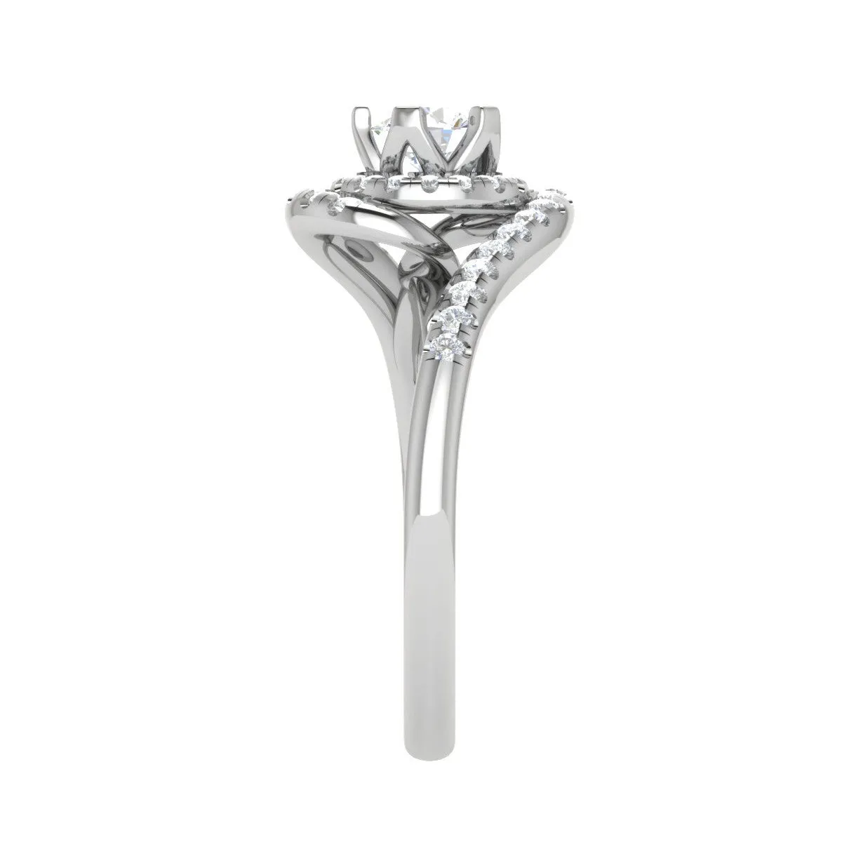 0.30 cts Solitaire Double Halo Diamond Shank Platinum Ring JL PT RP RD 122