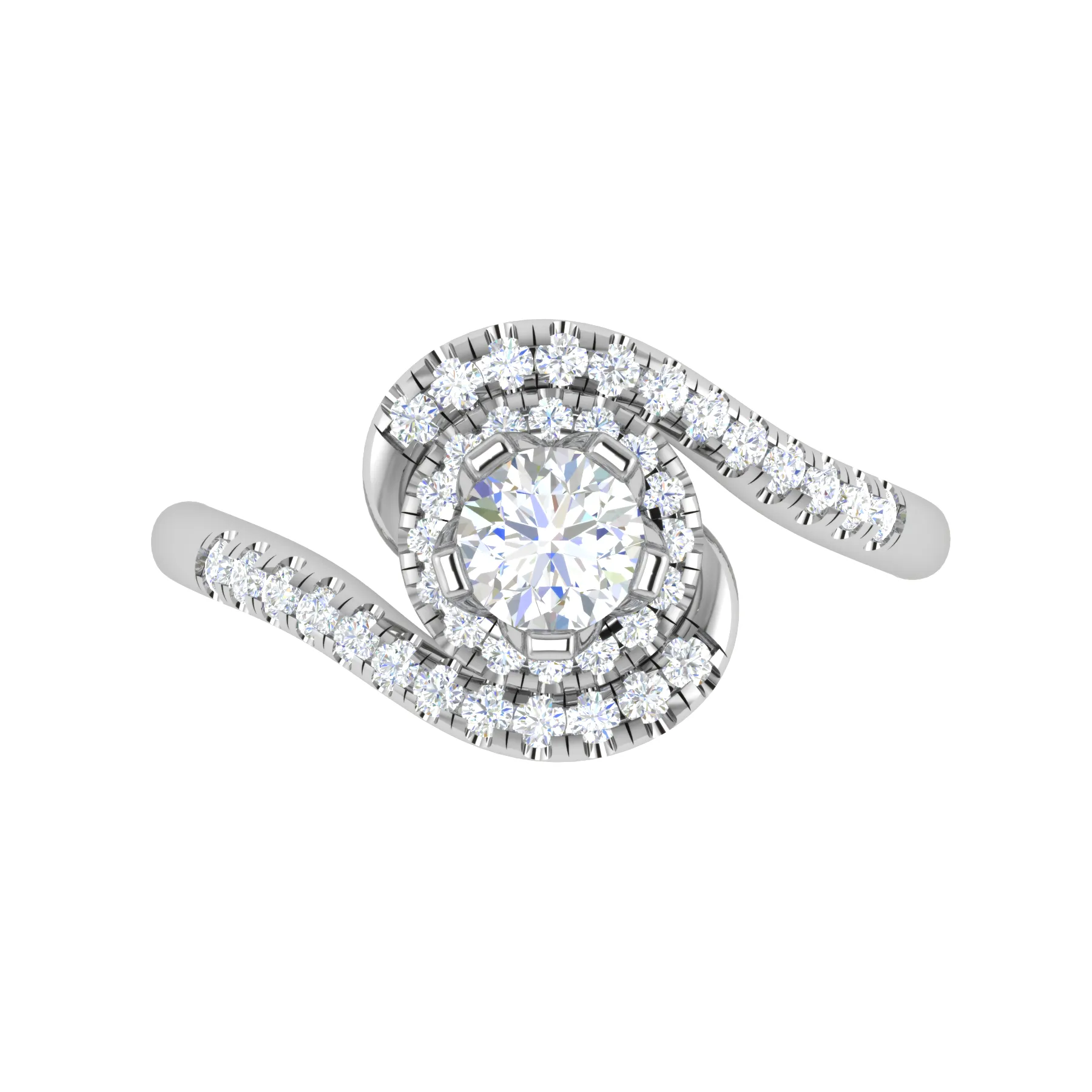 0.30 cts Solitaire Double Halo Diamond Shank Platinum Ring JL PT RP RD 122