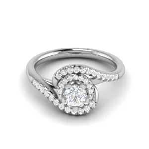 0.30 cts Solitaire Double Halo Diamond Shank Platinum Ring JL PT RP RD 122