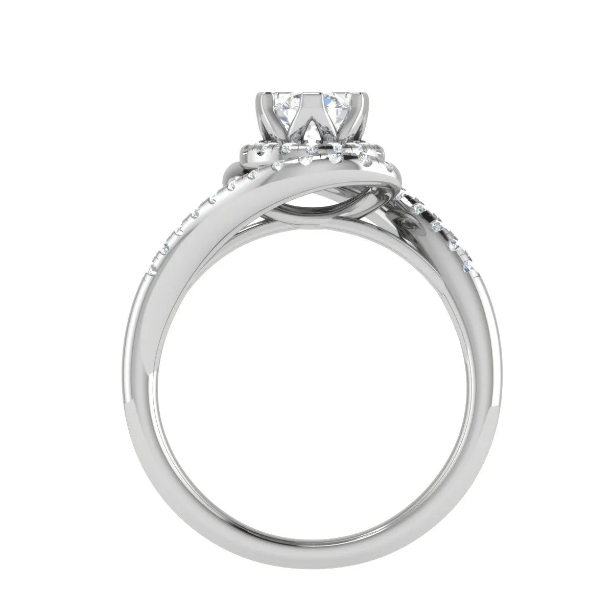 0.30 cts Solitaire Double Halo Diamond Shank Platinum Ring JL PT RP RD 122