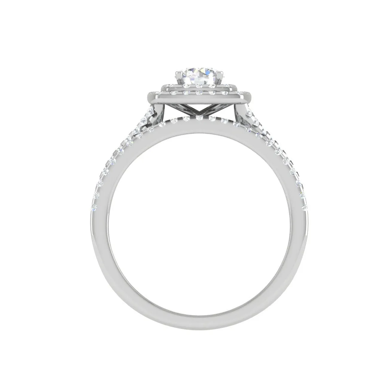 0.30 cts Solitaire Double Halo Diamond Twisted Shank Platinum Ring JL PT MHD277