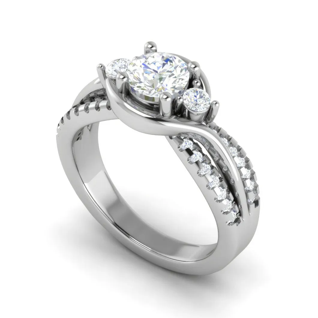 0.30 cts. Solitaire Platinum Split Shank Diamond Engagement Ring JL PT WB6002E