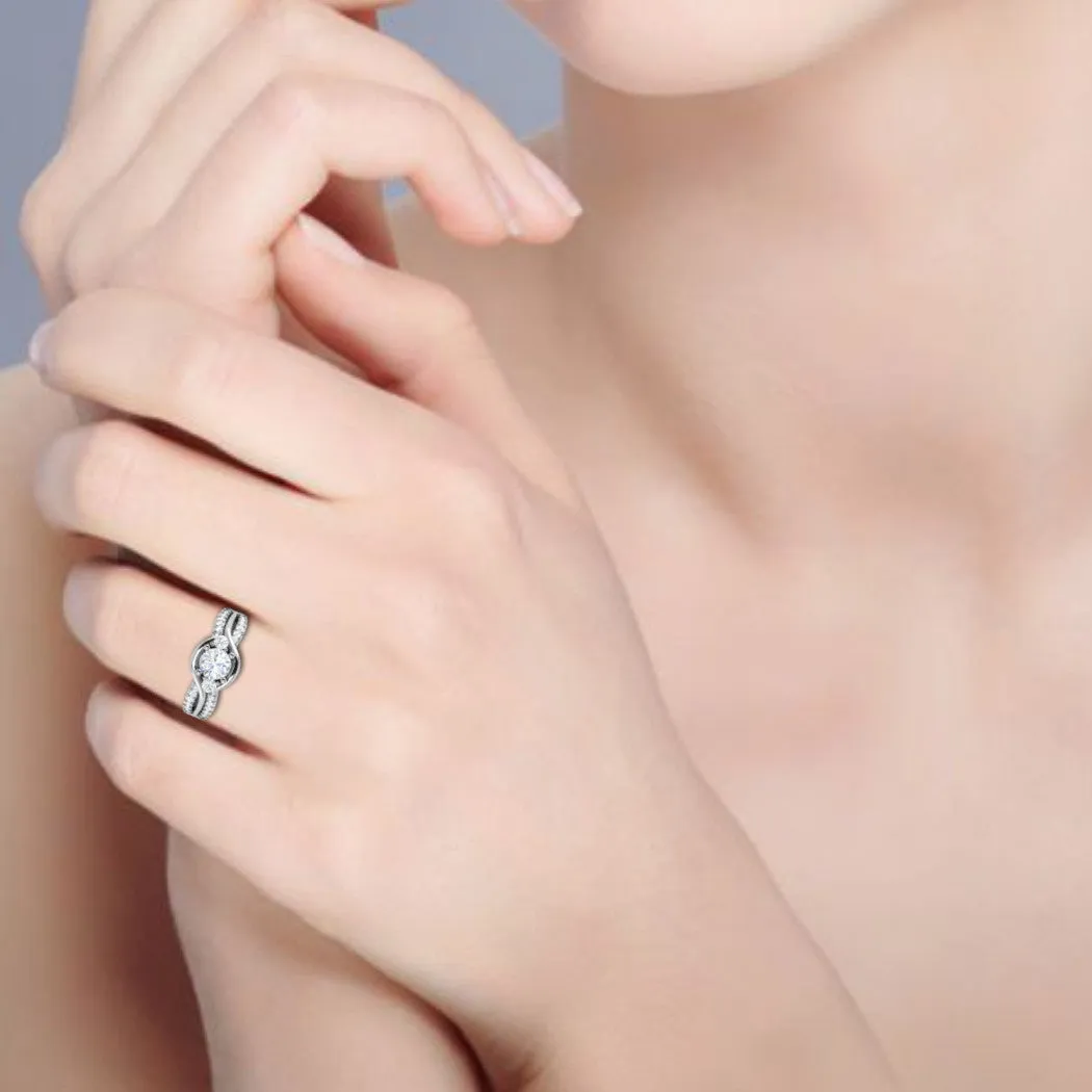 0.30 cts. Solitaire Platinum Split Shank Diamond Engagement Ring JL PT WB6002E