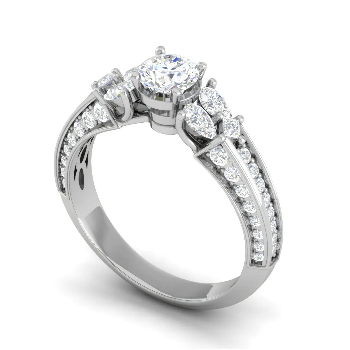 0.30 cts Solitaire with Pear Diamond Split Shank Platinum Ring JL PT MHD0215M