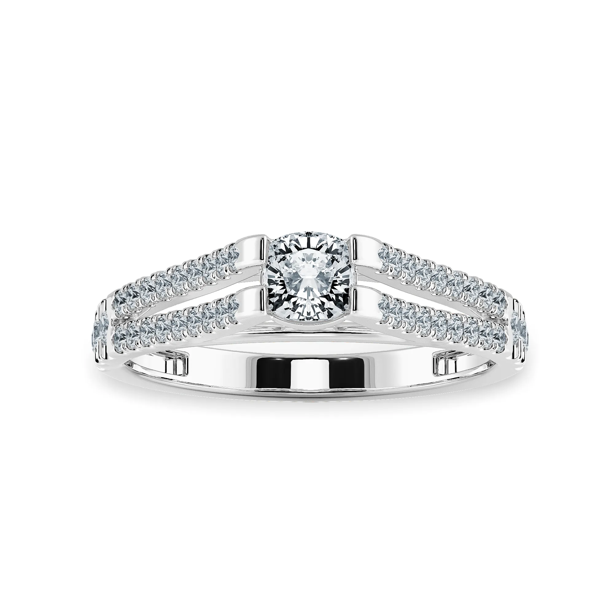 0.30cts. Cushion Cut Solitaire Diamond Split Shank Platinum Diamond Shank Engagement Ring JL PT 1179