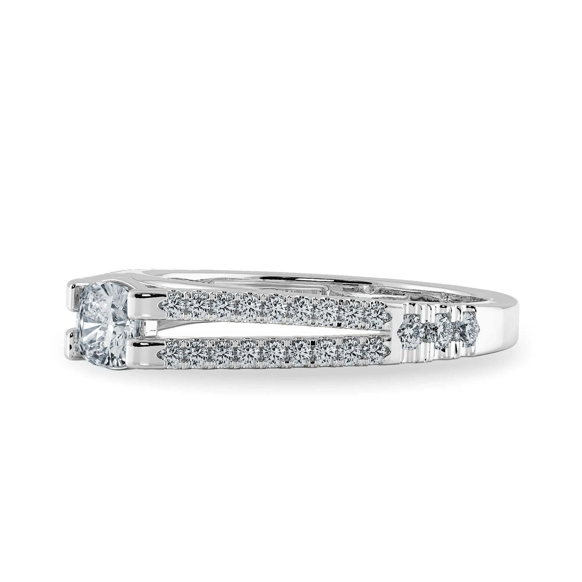 0.30cts. Cushion Cut Solitaire Diamond Split Shank Platinum Diamond Shank Engagement Ring JL PT 1179