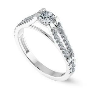 0.30cts. Cushion Cut Solitaire Diamond Split Shank Platinum Diamond Shank Engagement Ring JL PT 1179