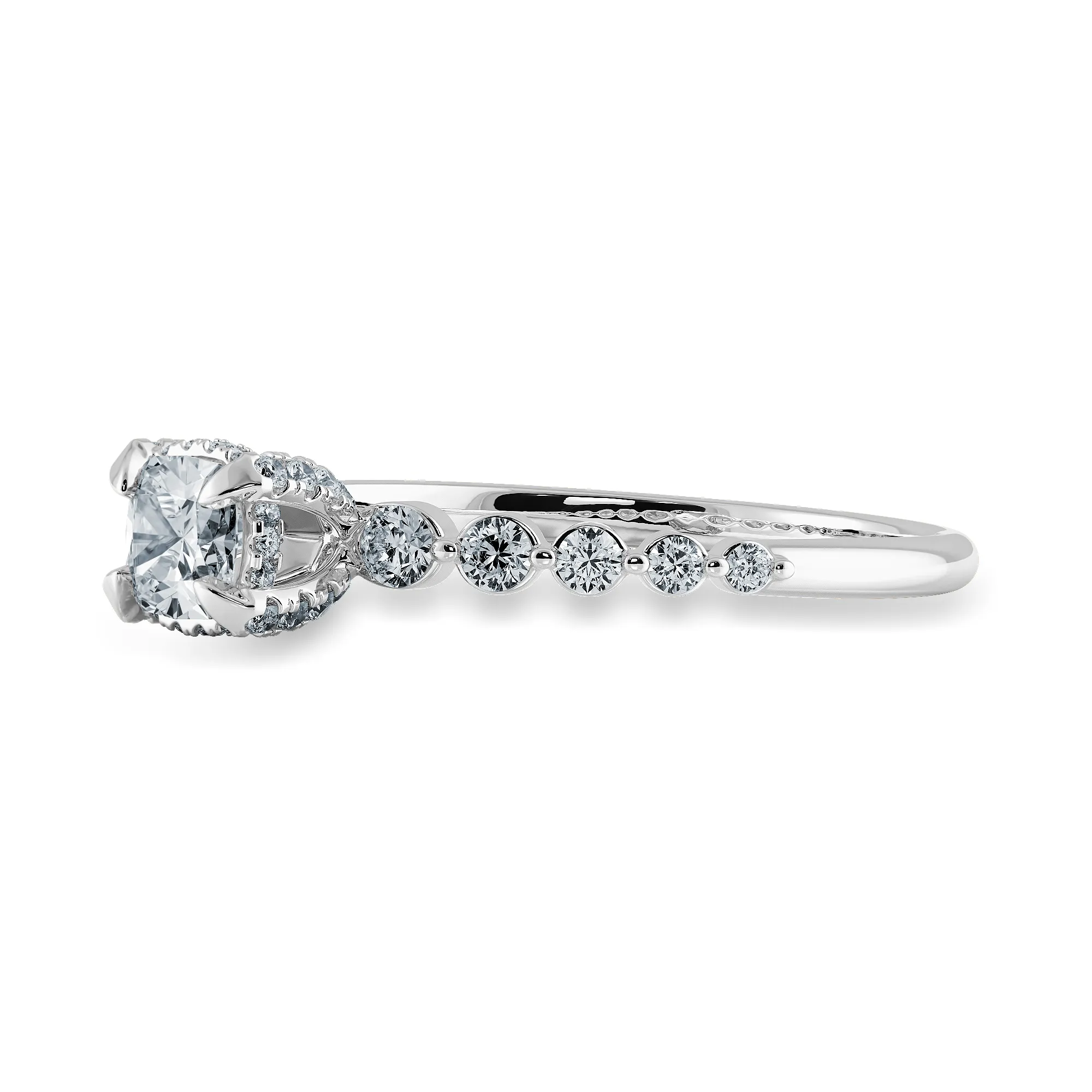 0.30cts. Cushion Cut Solitaire Halo Diamond Accents Platinum Engagement Ring JL PT 2005