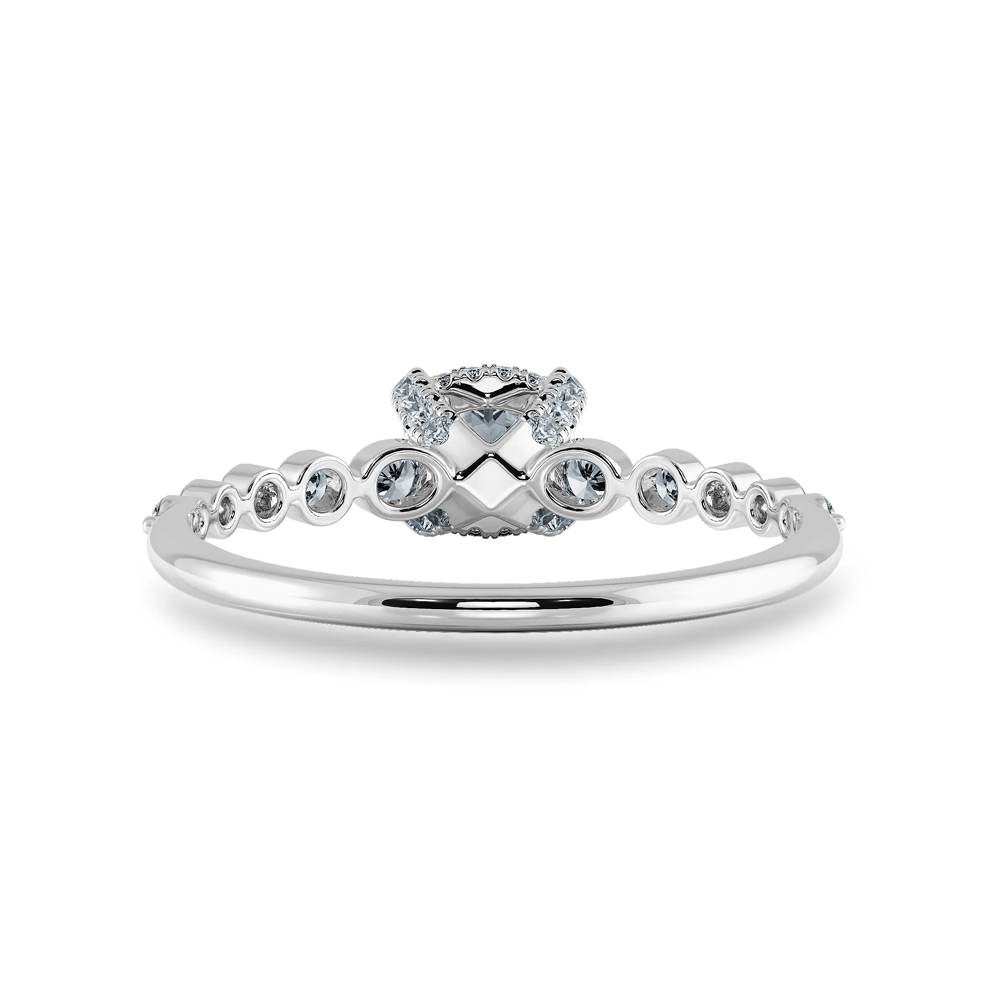0.30cts. Cushion Cut Solitaire Halo Diamond Accents Platinum Engagement Ring JL PT 2005