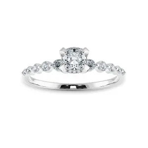 0.30cts. Cushion Cut Solitaire Halo Diamond Accents Platinum Engagement Ring JL PT 2005