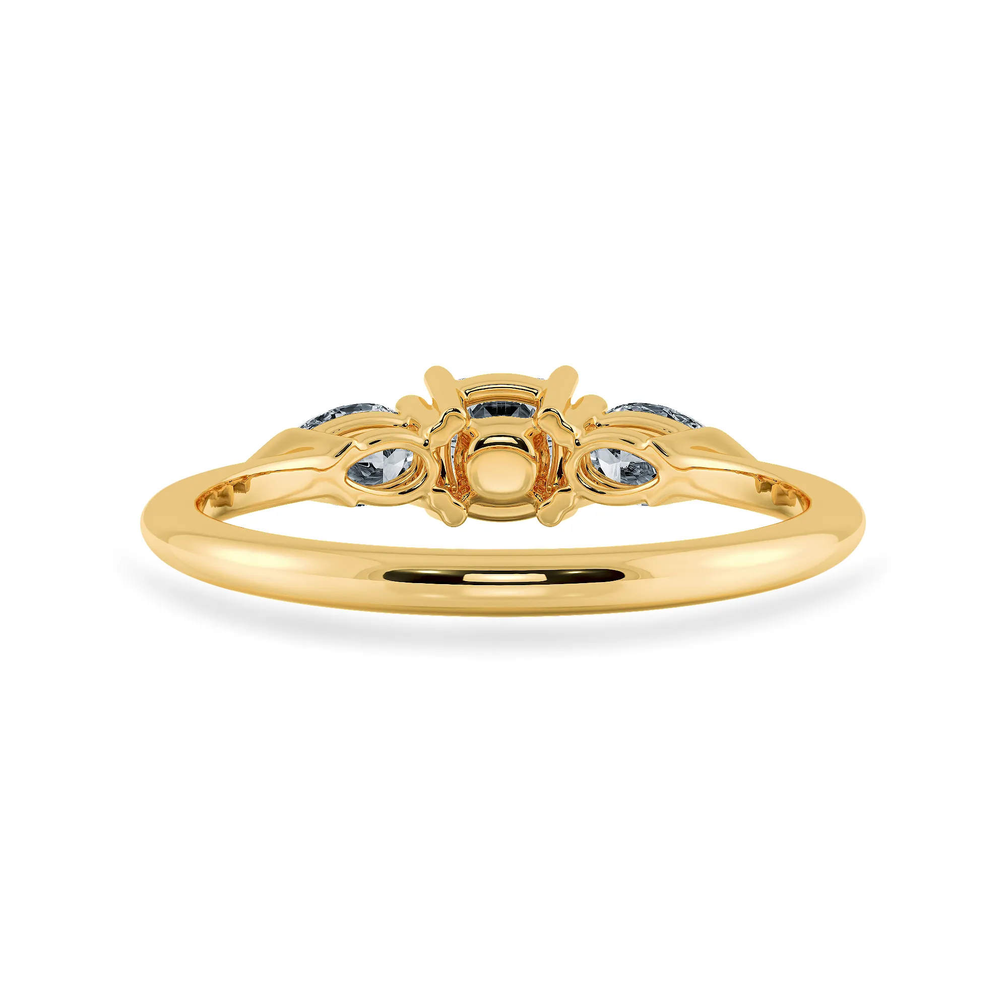 0.30cts. Cushion Cut Solitaire with Pear Cut Diamond Accents 18K Yellow Gold Ring JL AU 1203Y