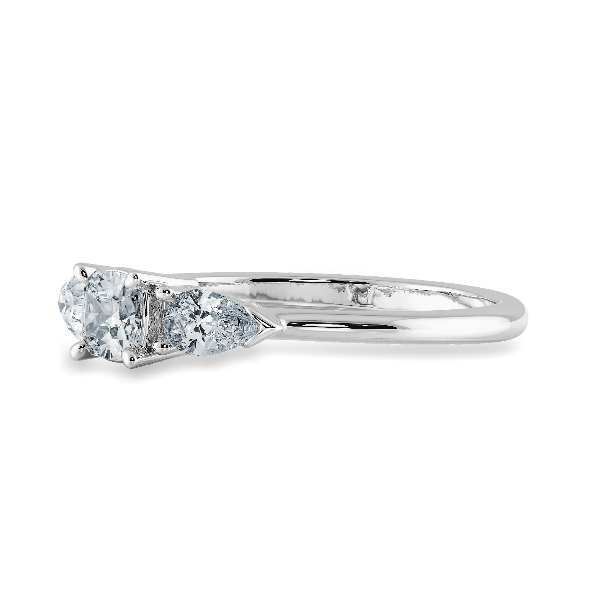 0.30cts. Cushion Cut Solitaire with Pear Cut Diamond Accents Platinum Engagement Ring JL PT 1203