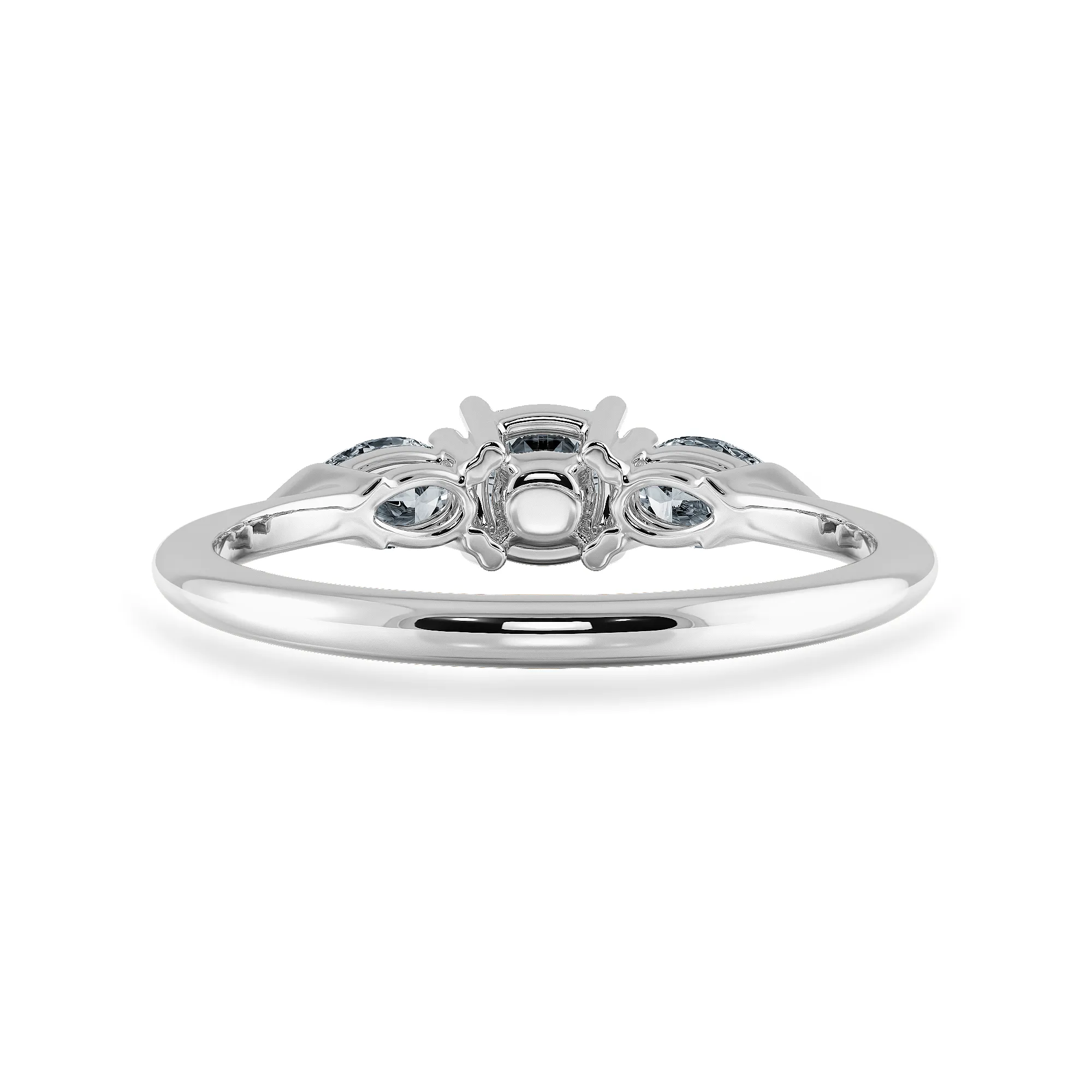 0.30cts. Cushion Cut Solitaire with Pear Cut Diamond Accents Platinum Engagement Ring JL PT 1203
