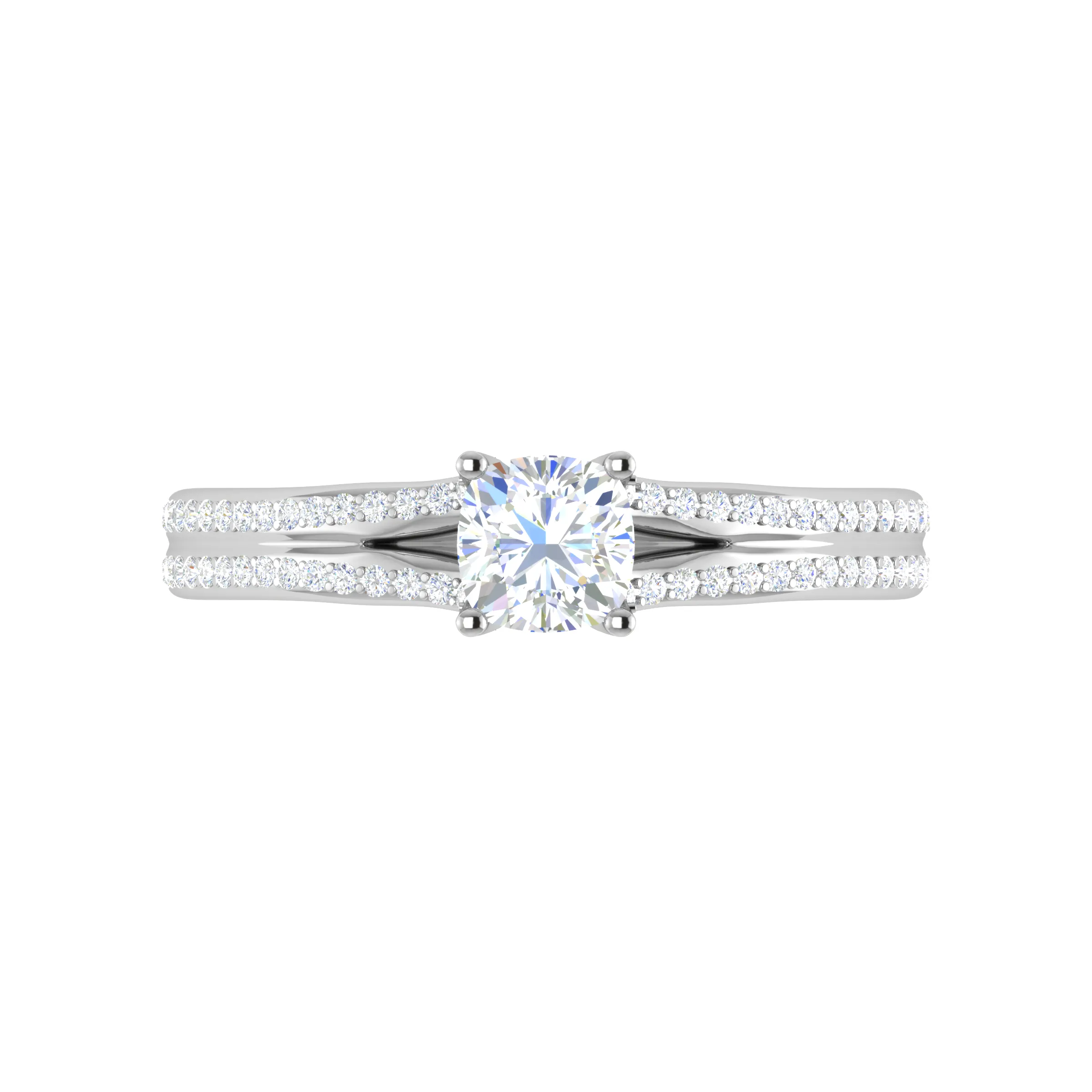 0.30cts. Cushion Solitaire Diamond Split Shank Platinum Ring JL PT RH CU 169