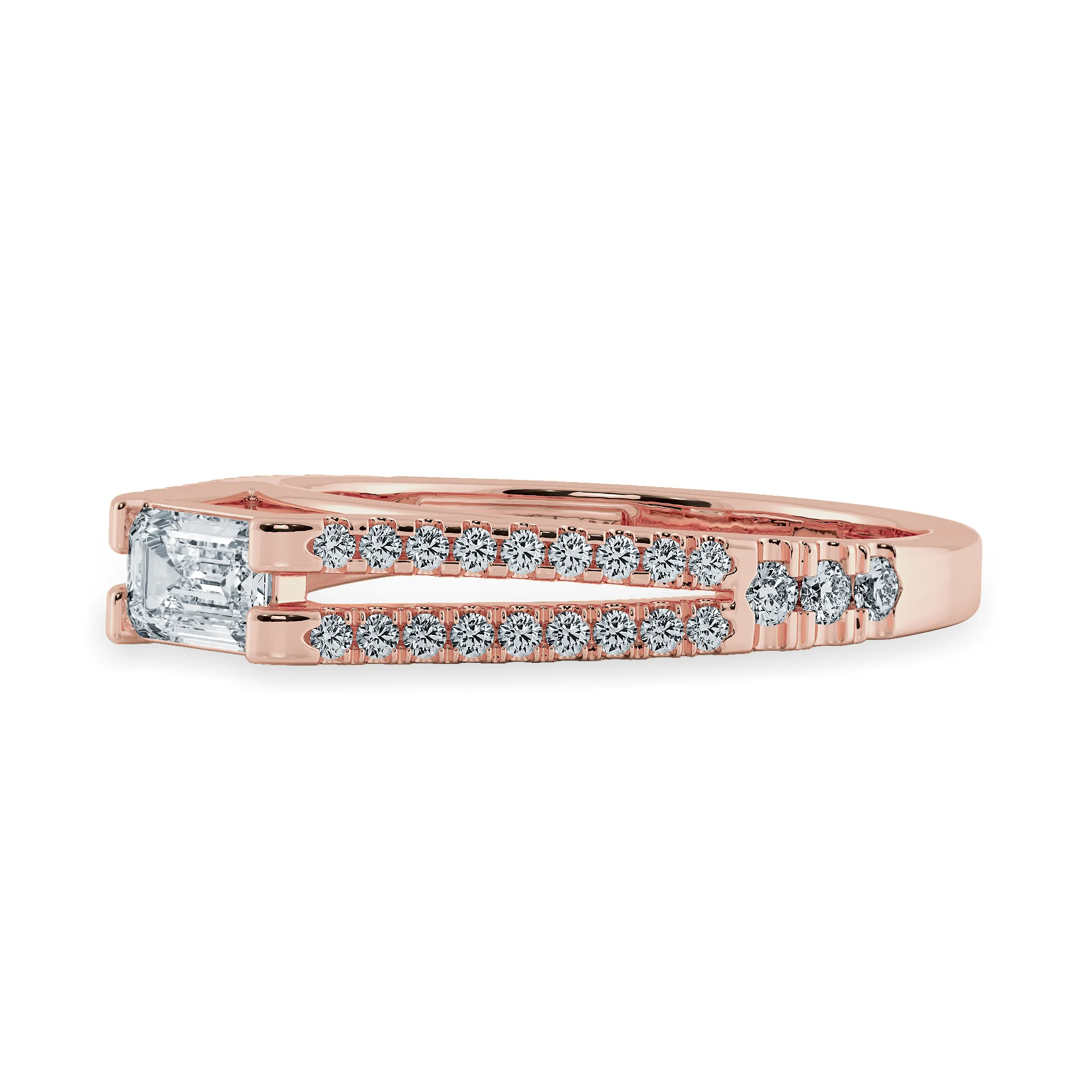 0.30cts. Emerald Cut Solitaire Diamond Split Shank 18K Rose Gold Ring JL AU 1180R