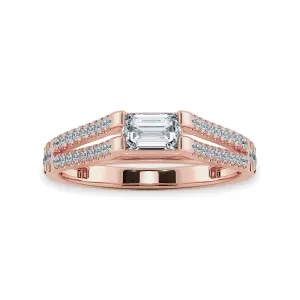 0.30cts. Emerald Cut Solitaire Diamond Split Shank 18K Rose Gold Ring JL AU 1180R