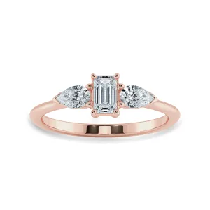 0.30cts. Emerald Cut Solitaire with Pear Cut Diamond Accents 18K Rose Gold Solitaire Ring JL AU 1204R