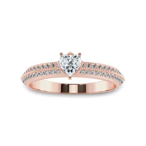 0.30cts. Heart Cut Solitaire Diamond Split Shank 18K Rose Gold Ring JL AU 1189R