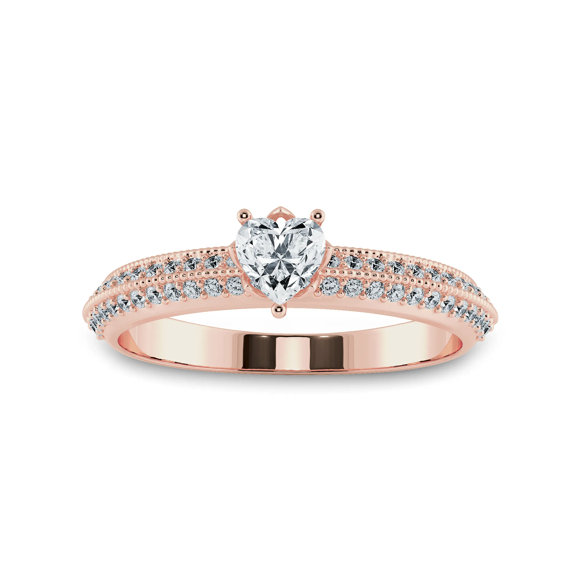 0.30cts. Heart Cut Solitaire Diamond Split Shank 18K Rose Gold Ring JL AU 1189R
