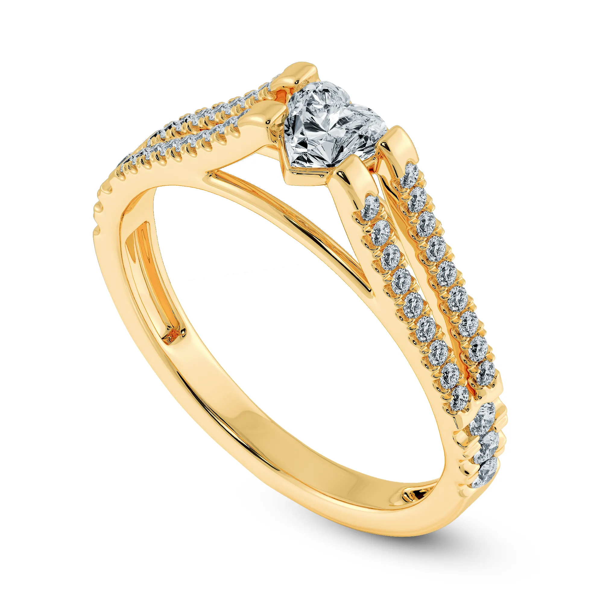 0.30cts. Heart Cut Solitaire Diamond Split Shank 18K Yellow Gold Ring JL AU 1181Y