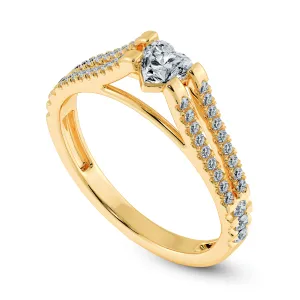 0.30cts. Heart Cut Solitaire Diamond Split Shank 18K Yellow Gold Ring JL AU 1181Y