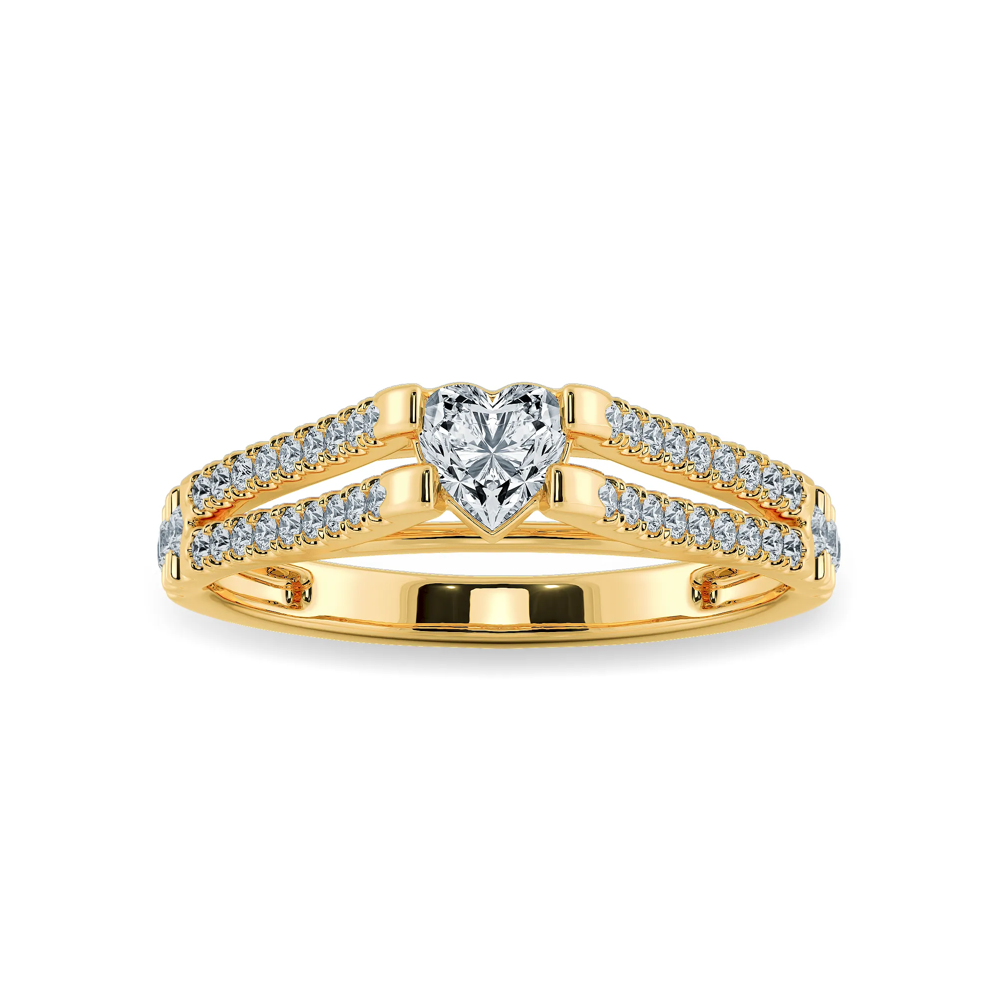 0.30cts. Heart Cut Solitaire Diamond Split Shank 18K Yellow Gold Ring JL AU 1181Y