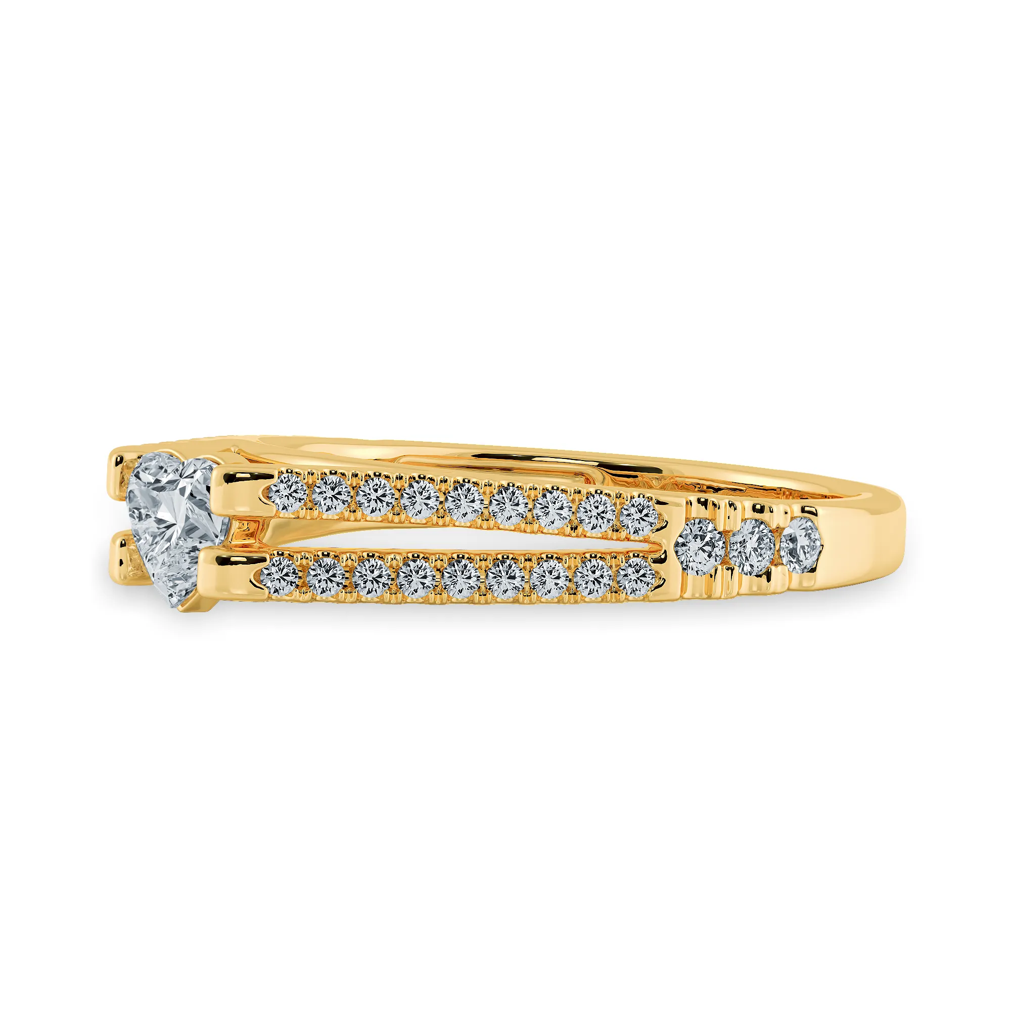 0.30cts. Heart Cut Solitaire Diamond Split Shank 18K Yellow Gold Ring JL AU 1181Y