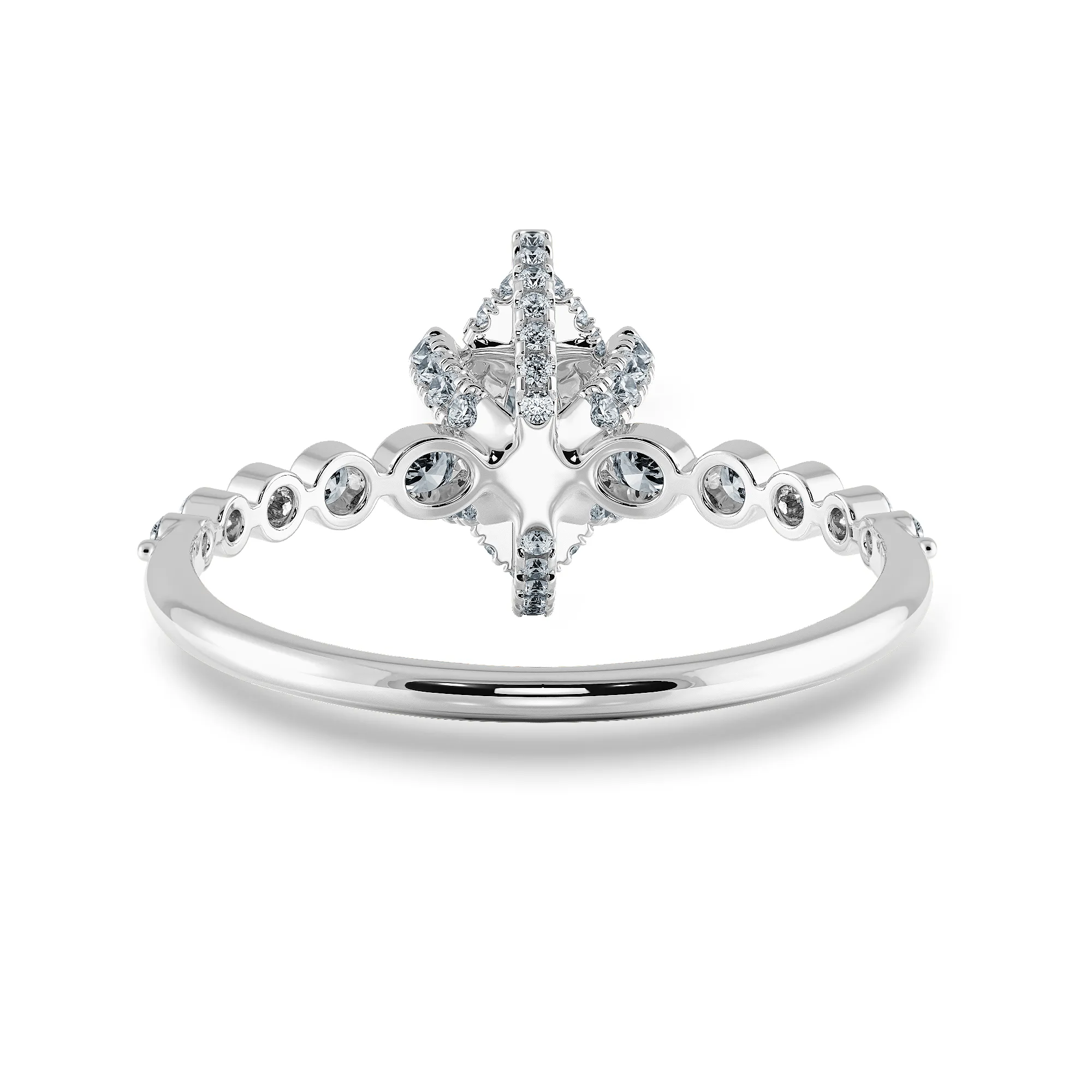 0.30cts Marquise Cut Solitaire Halo Diamond Accents Platinum Ring JL PT 2010