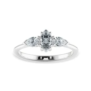 0.30cts Marquise Cut Solitaire with Pear Cut Diamond Accents Platinum Ring JL PT 1208