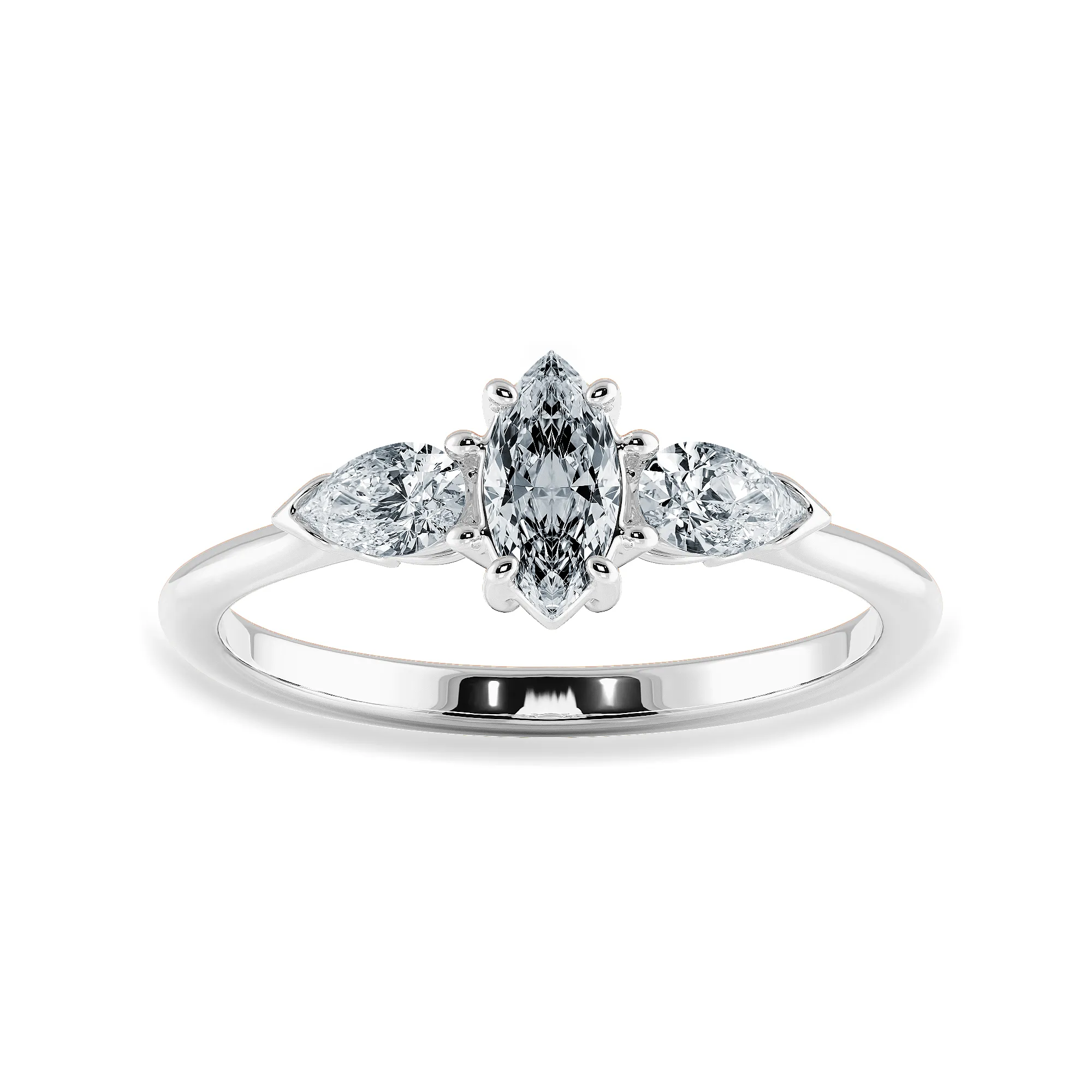 0.30cts Marquise Cut Solitaire with Pear Cut Diamond Accents Platinum Ring JL PT 1208