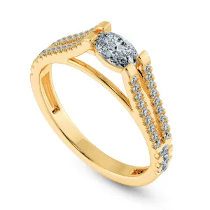 0.30cts. Oval Cut Solitaire Diamond Split Shank 18K Yellow Gold Ring JL AU 1182Y