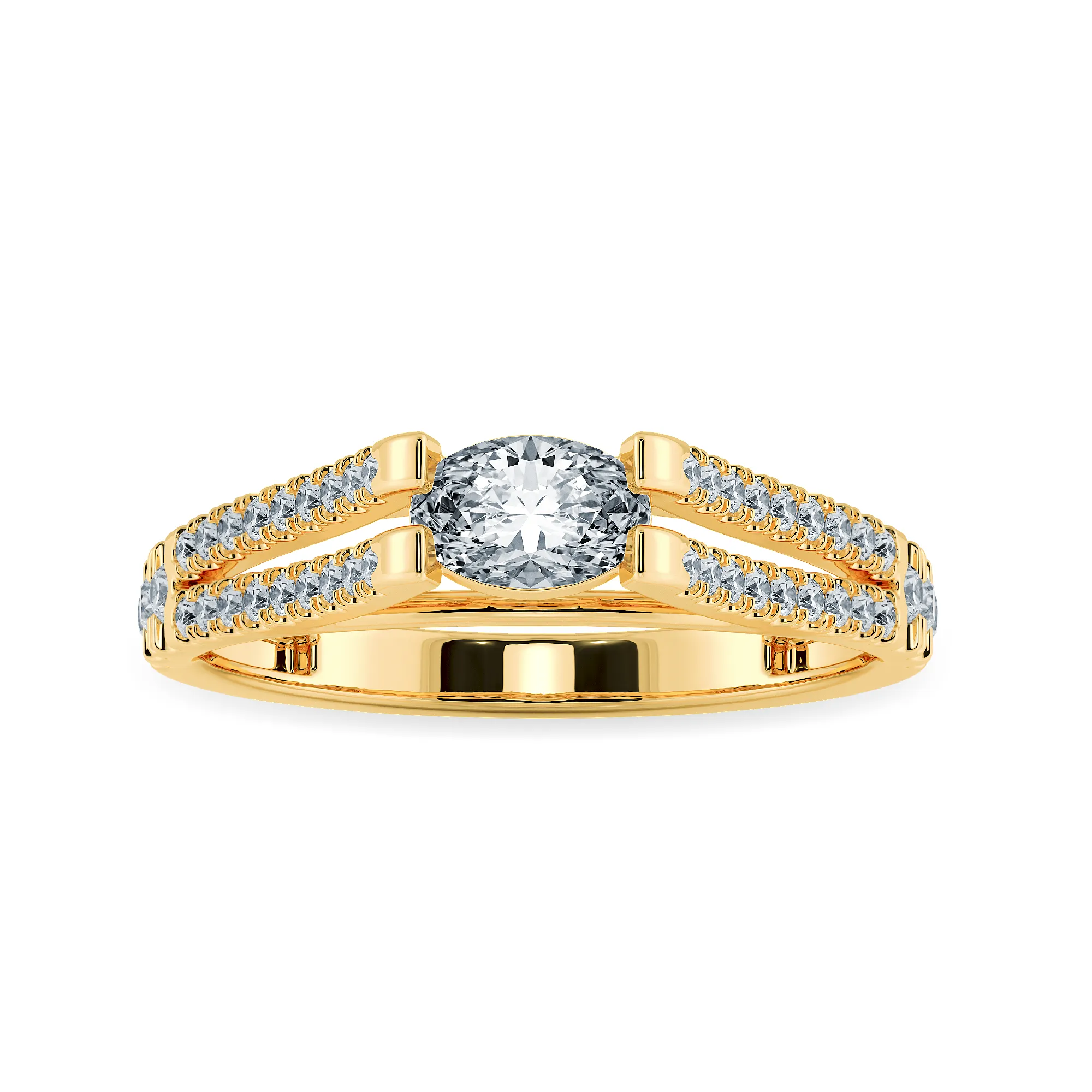0.30cts. Oval Cut Solitaire Diamond Split Shank 18K Yellow Gold Ring JL AU 1182Y