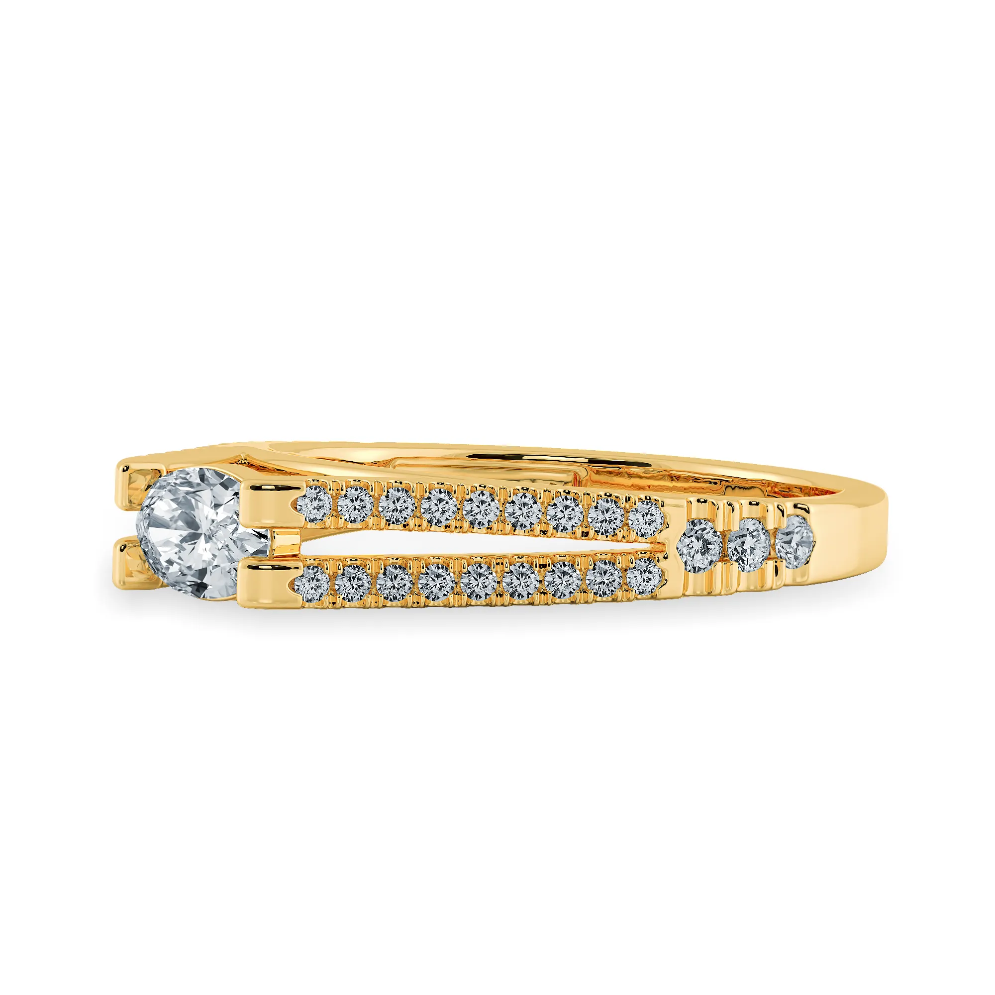 0.30cts. Oval Cut Solitaire Diamond Split Shank 18K Yellow Gold Ring JL AU 1182Y