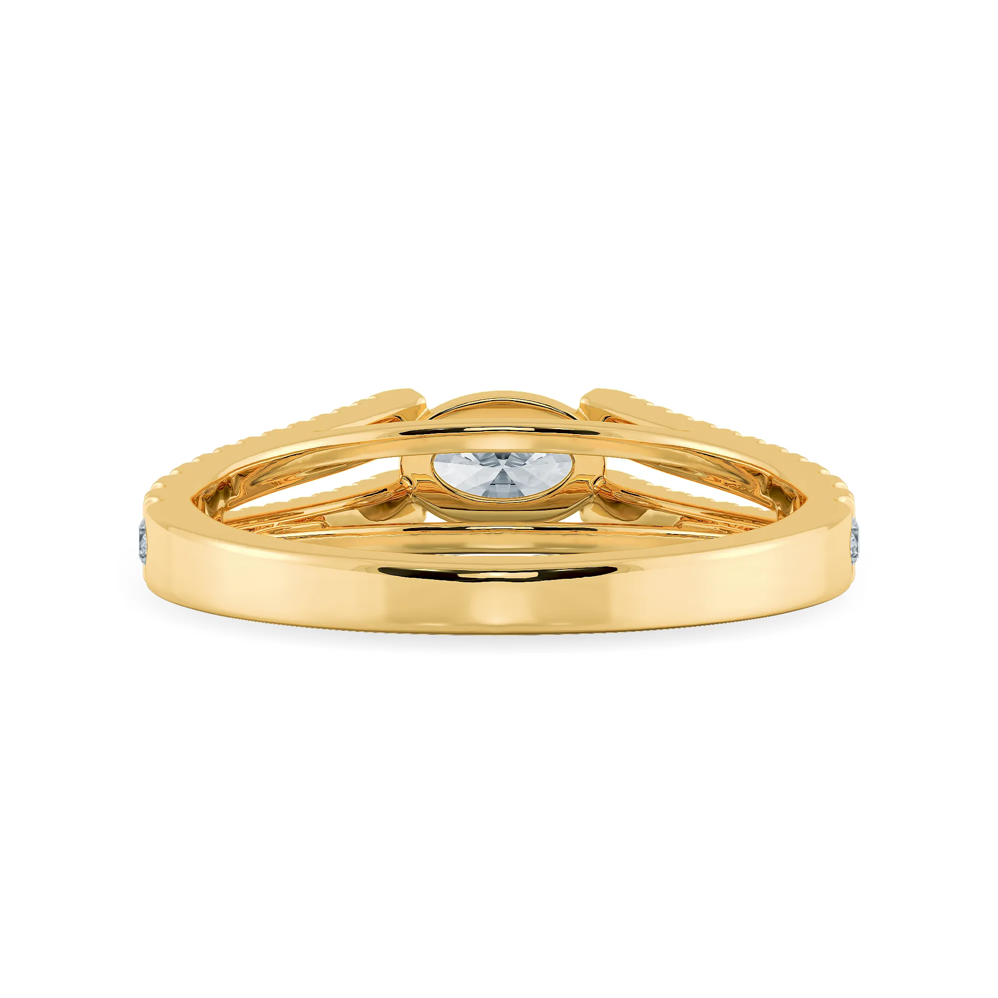 0.30cts. Oval Cut Solitaire Diamond Split Shank 18K Yellow Gold Ring JL AU 1182Y