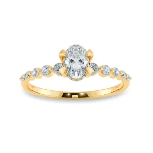 0.30cts. Oval Cut Solitaire Halo Diamond Accents 18K Yellow Gold Ring JL AU 2008Y
