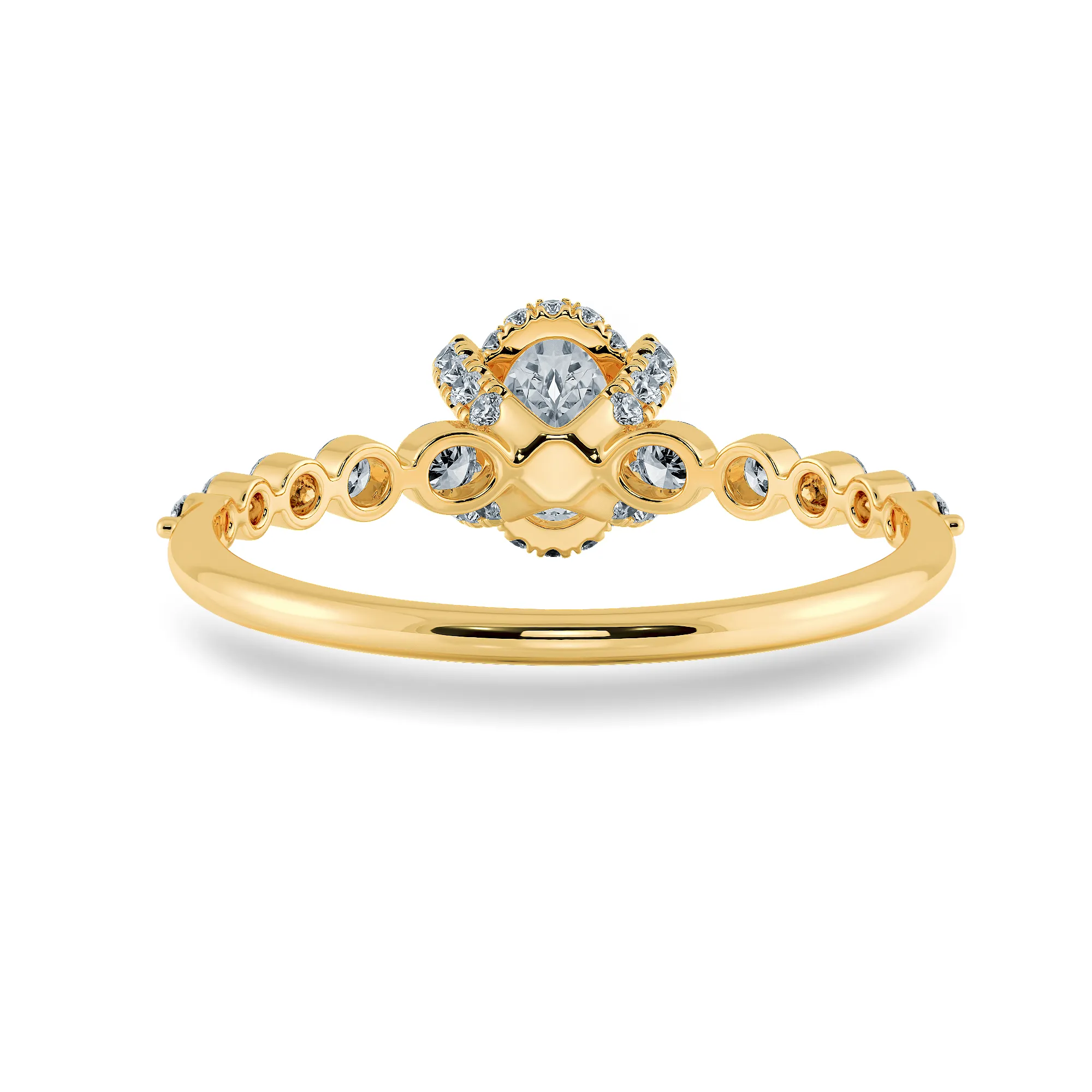 0.30cts. Oval Cut Solitaire Halo Diamond Accents 18K Yellow Gold Ring JL AU 2008Y